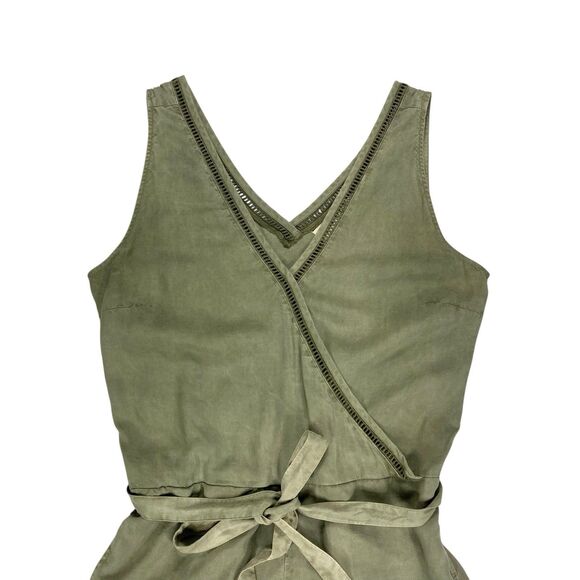 Anthropologie Cloth & Stone Romper Womens S Green Burlingame Wrap Beachy Jumper - Picture 3 of 16
